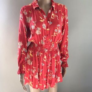 Free people dress orange floral prints Sz XS